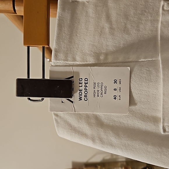 ZARA Wide Leg Cropped Pant with Gold Button Details - NWT - Picture 6 of 6